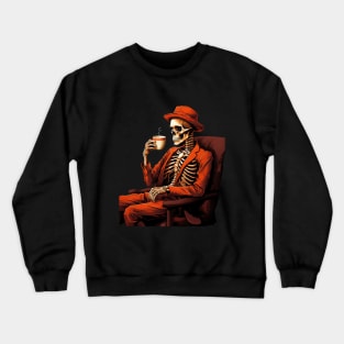 Skeleton with Coffee Crewneck Sweatshirt